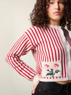 Mailles>Rouje Cardigan ASTREE RayéEcru