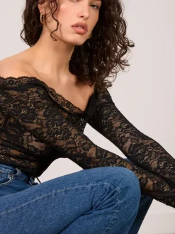 Tops>Rouje Top ROXANA DENTELLENOIR